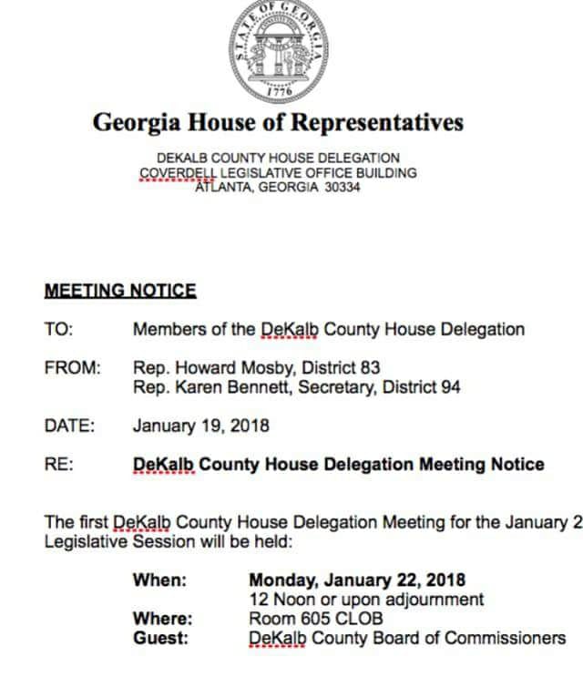 DeKalb County House of Representatives Meeting State of Georgia